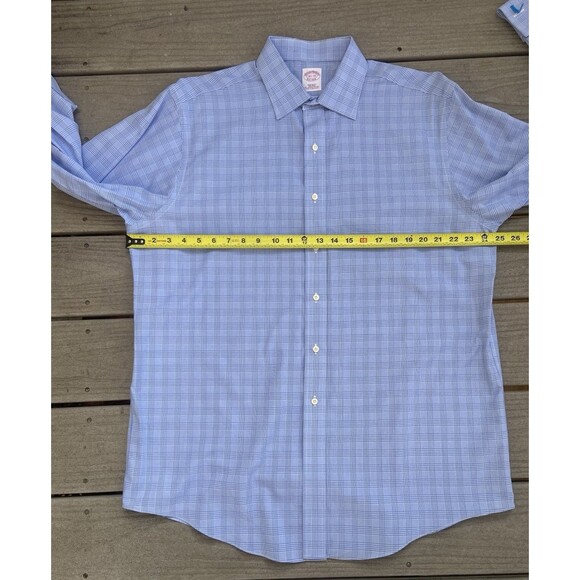 Brooks Brothers Supima Cotton French Cuff Dress Shirt Blue Micro Check 16.5-34 - Picture 9 of 13